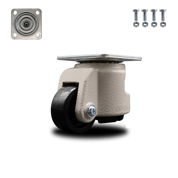 Nylon Swivel TP Light Duty Floor Leveling Caster w/1.97" Diameter Black Wheel